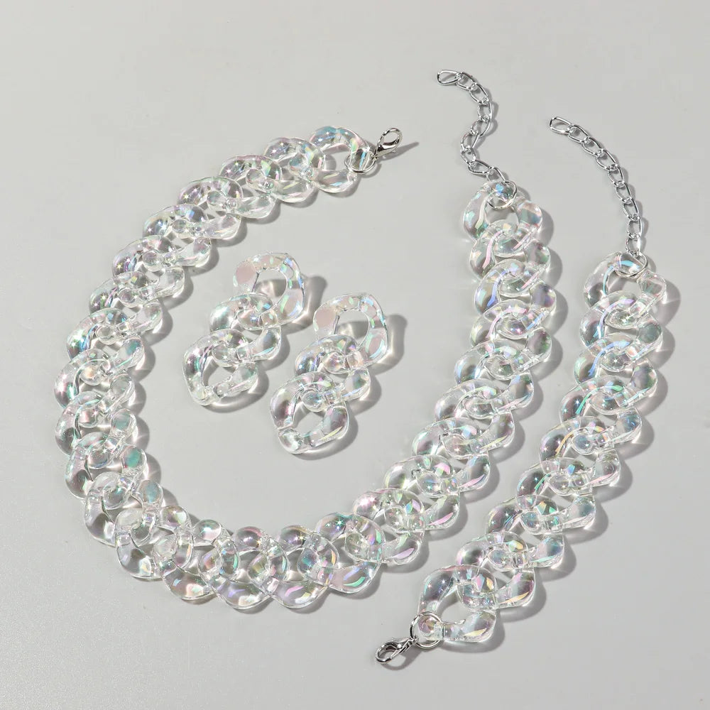 transparent Iridescent Acrylic Chain Jewelry Sets