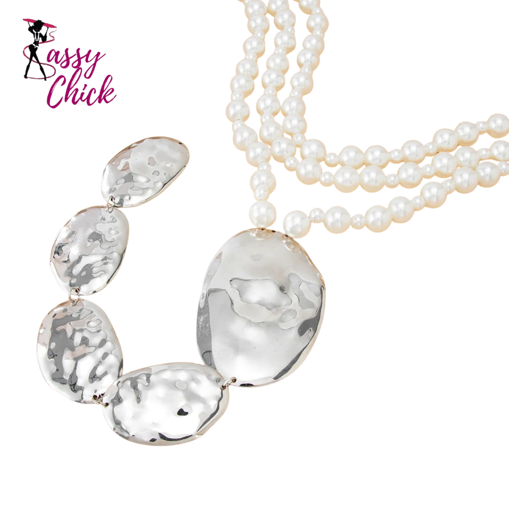 Irregular Cross-border Pleated Long Necklace Sassy Chick Logo