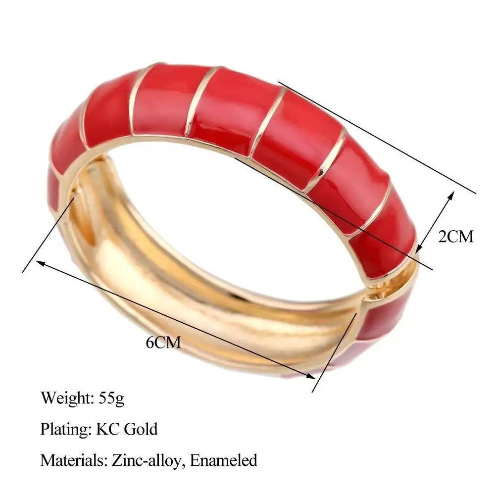 Size of Irregular Geometric Rhinestone Red Imitation Enamel Bangle