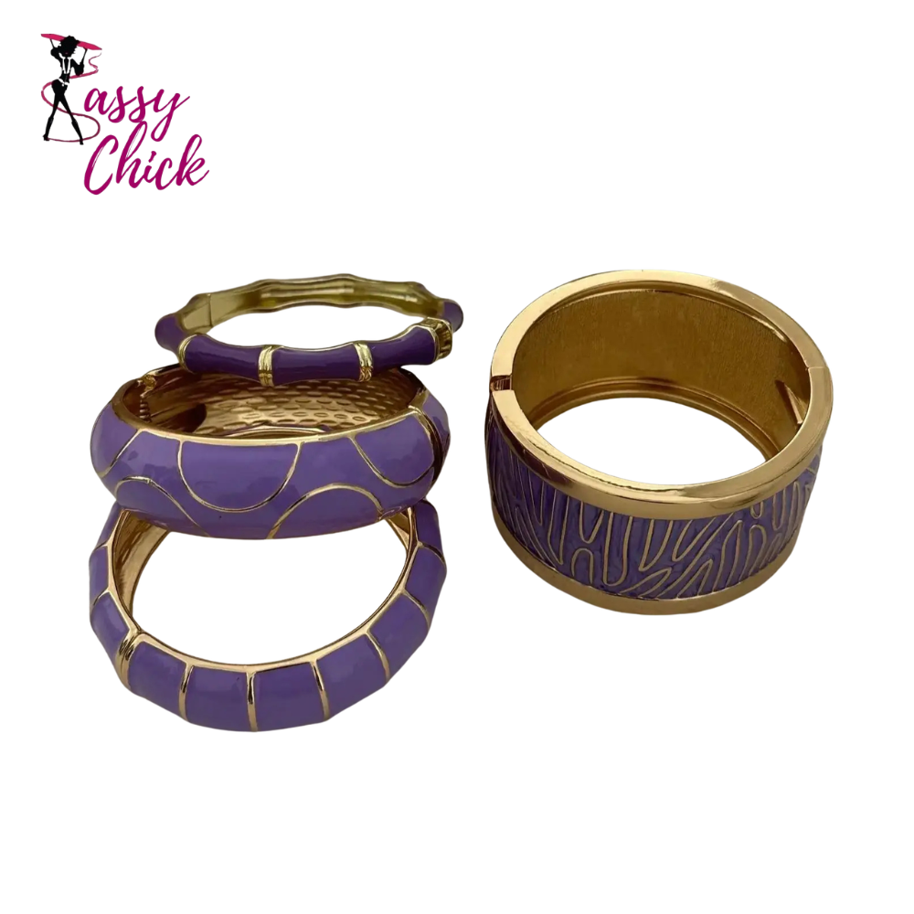 Irregular Purple Zinc Alloy Enamel Bangles Bracelet Sassy Chick Logo