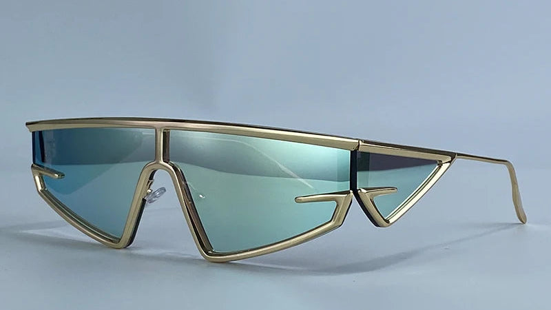Gold Irregular Steampunk Windproof Square Shield Sunglasses