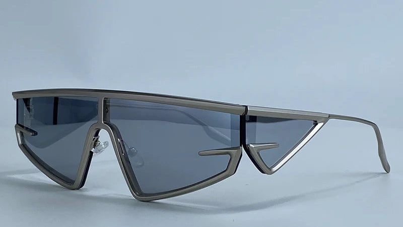 Black Irregular Steampunk Windproof Square Shield Sunglasses