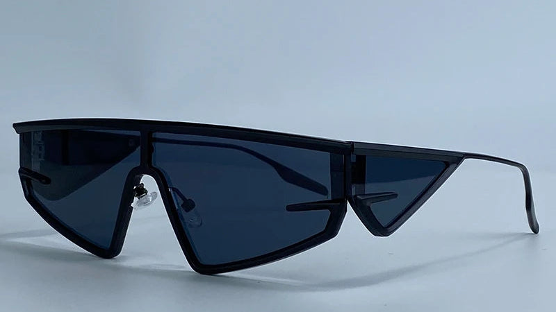 Black Irregular Steampunk Windproof Square Shield Sunglasses