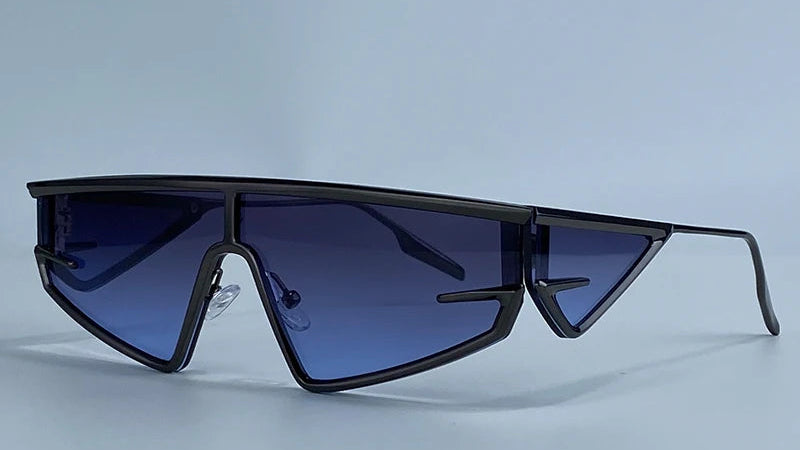 Black Irregular Steampunk Windproof Square Shield Sunglasses