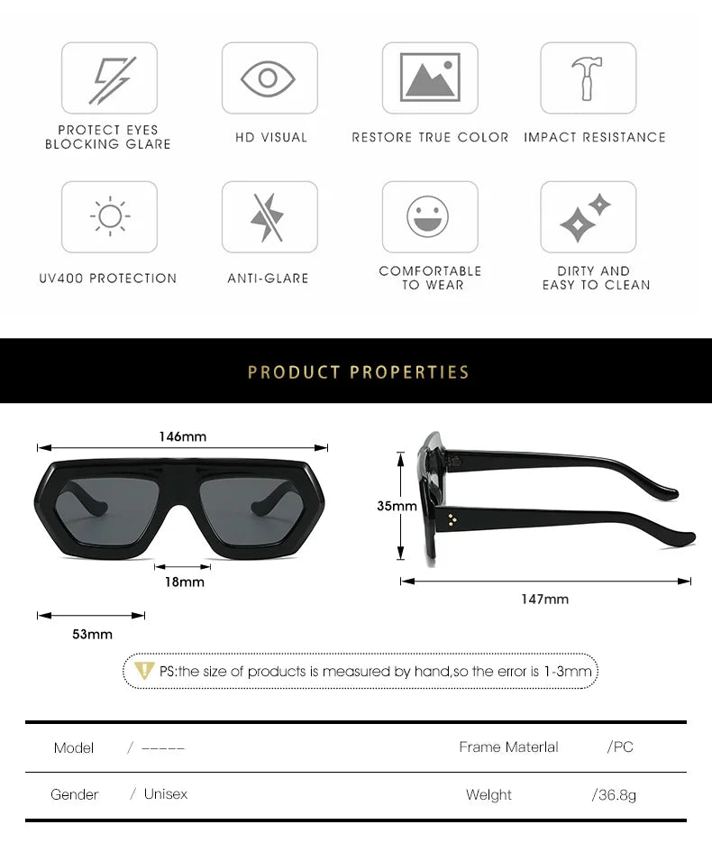 Details of Irregular Street Shooting Colored Sunglasses