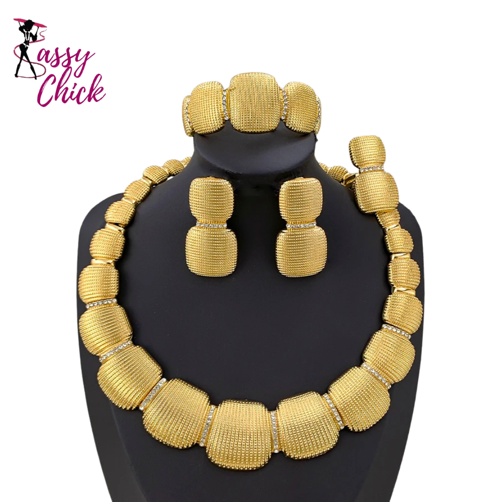 Italian Chunky Gold Plated Jewelry Set Sassy Chick Logo