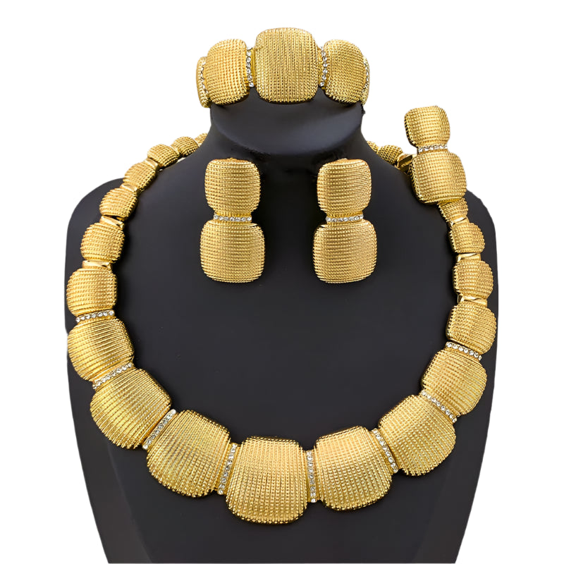 Italian Chunky Gold Plated Jewelry Set