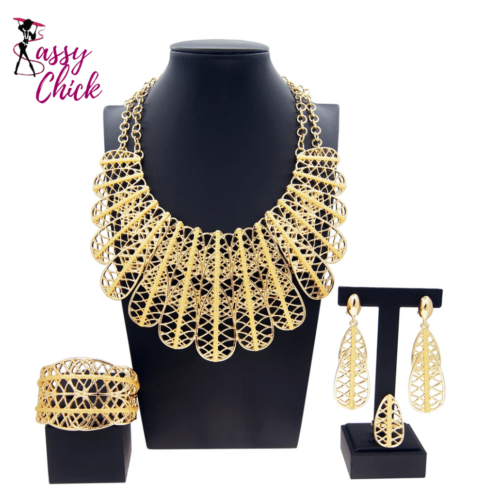 Italian Cutout Feather Design Jewelry Sets Sassy Chick Logo