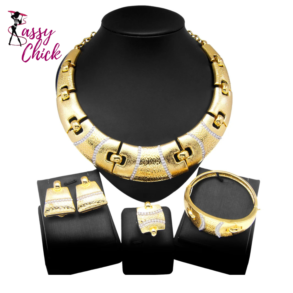 Italian Gold Plated Banquet Jewelry Set Sassy Chick Logo