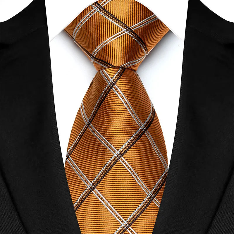 Jacquard 8CM Orange Brown Color Adult Neckties