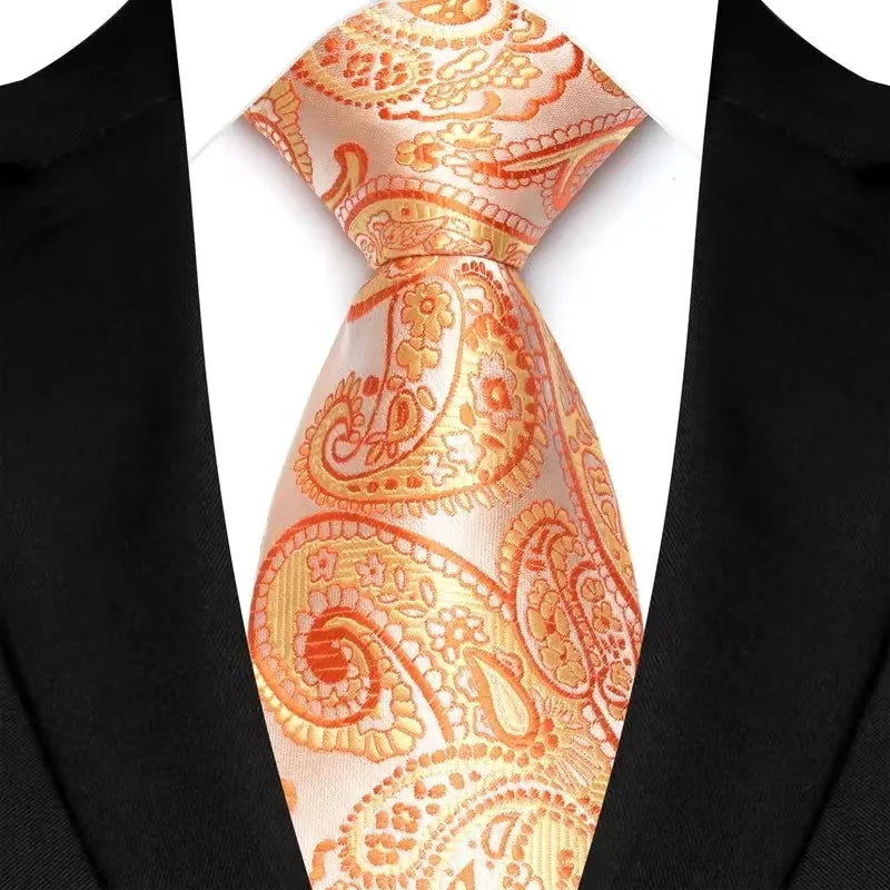 Jacquard 8CM Orange Brown Color Adult Neckties