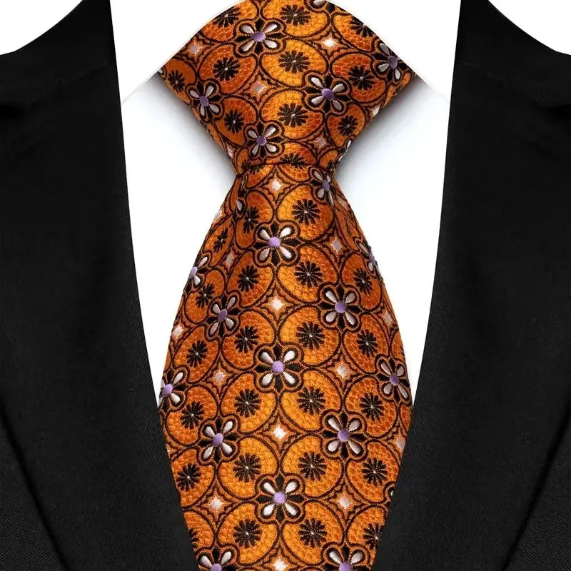 Jacquard 8CM Orange Brown Color Adult Neckties