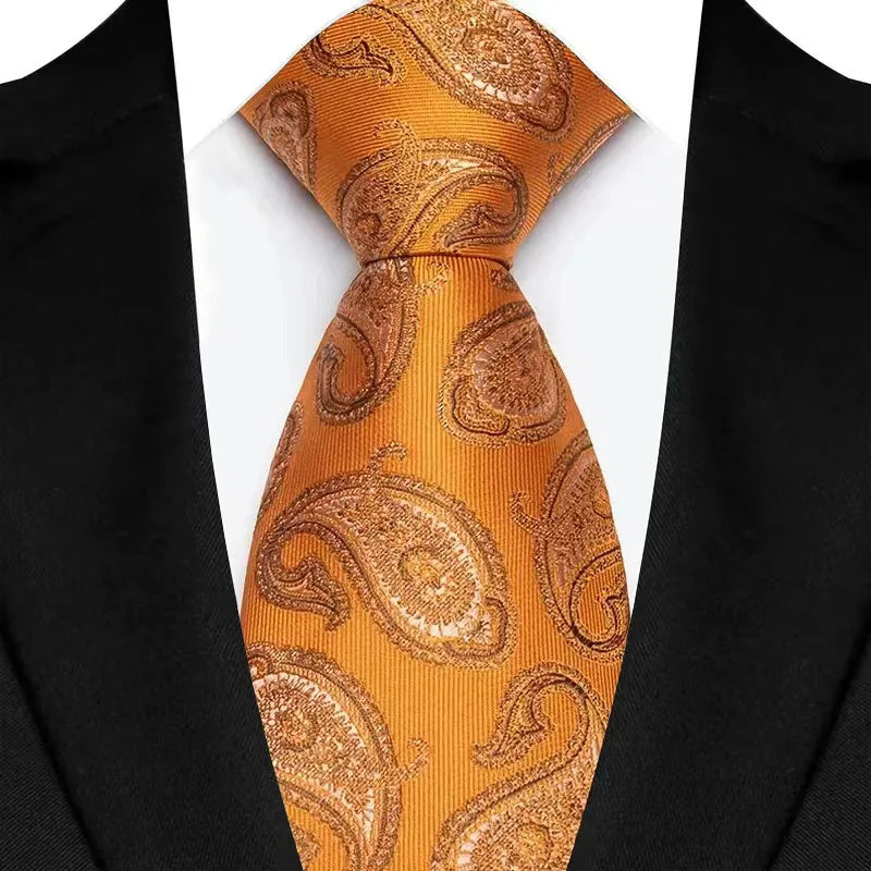 Jacquard 8CM Orange Brown Color Adult Neckties