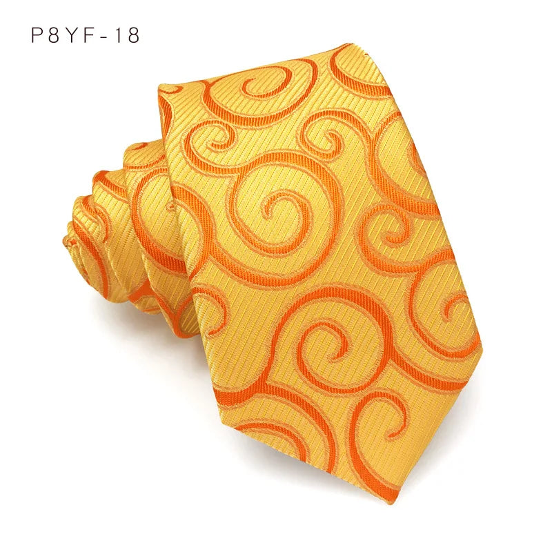 Yellow Jacquard Woven 8CM Floral Paisley Men's Ties