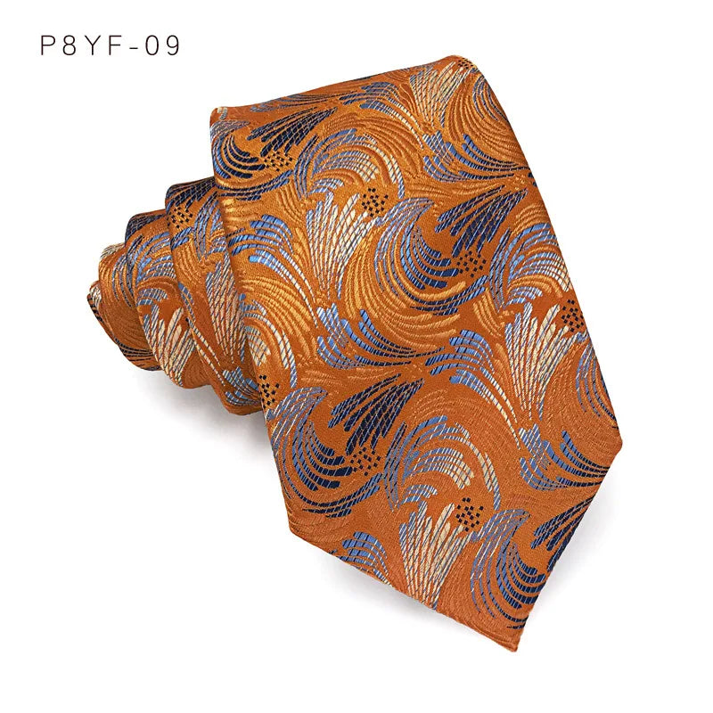Orange Jacquard Woven 8CM Floral Paisley Men's Ties
