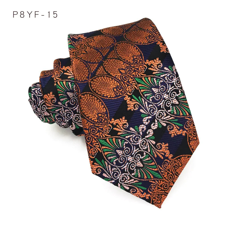 Brown Jacquard Woven 8CM Floral Paisley Men's Ties