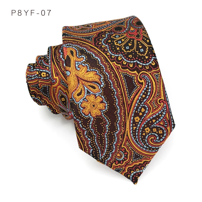 Brown Jacquard Woven 8CM Floral Paisley Men's Ties