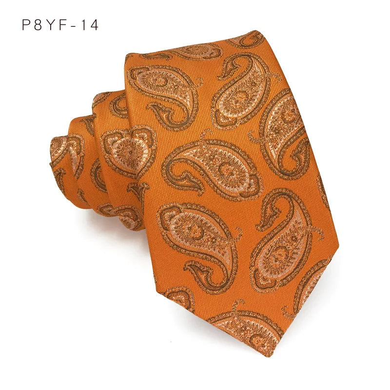 Orange Jacquard Woven 8CM Floral Paisley Men's Ties