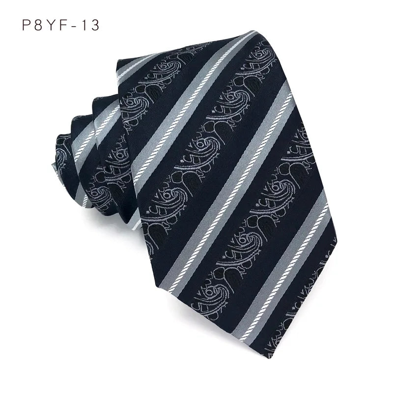 Black Jacquard Woven 8CM Floral Paisley Men's Ties