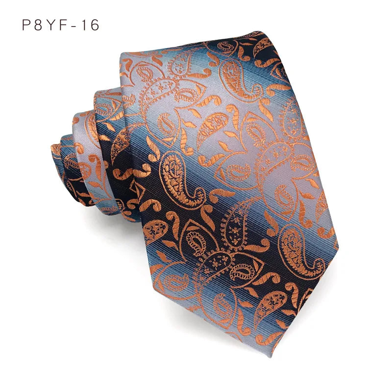 Orange Jacquard Woven 8CM Floral Paisley Men's Ties