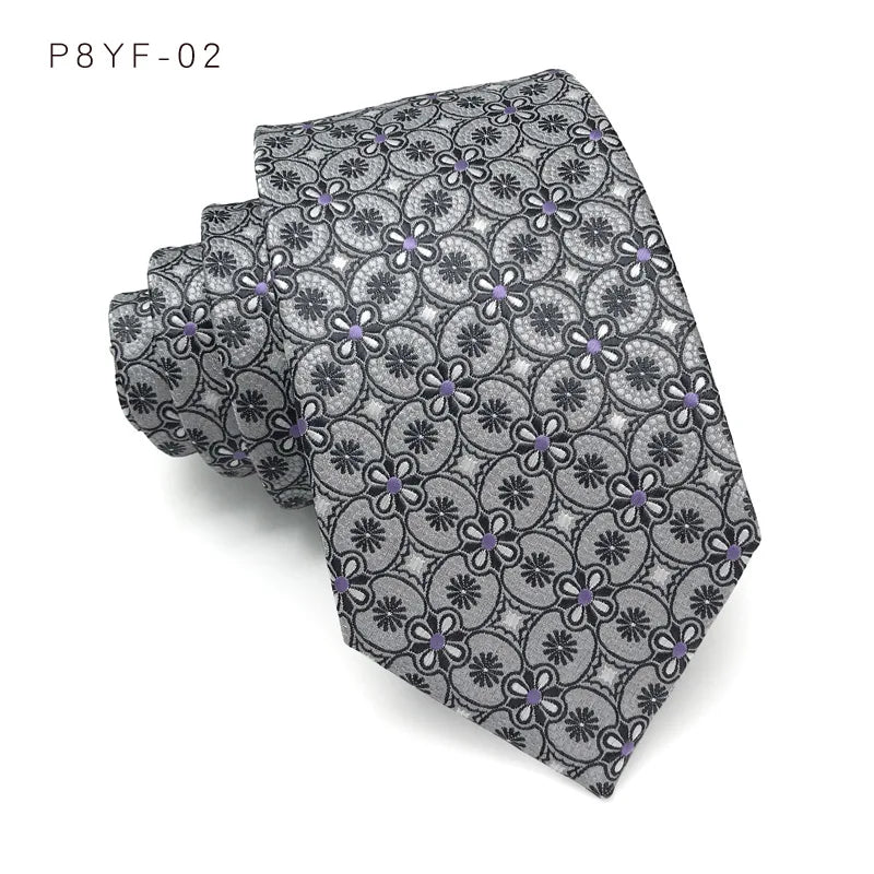 Gray Jacquard Woven 8CM Floral Paisley Men's Ties