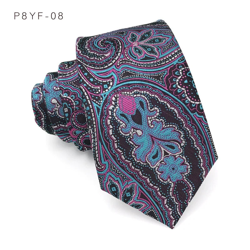 Blue Jacquard Woven 8CM Floral Paisley Men's Ties