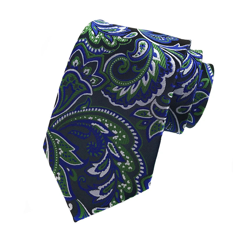 Blue Jacquard Woven 8CM Flower Necktie