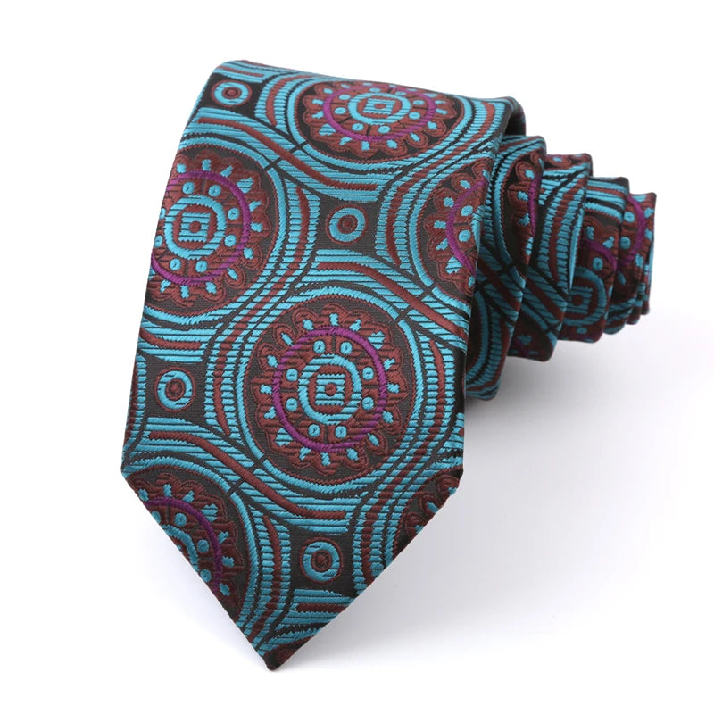 Blue Jacquard Woven 8CM Flower Necktie