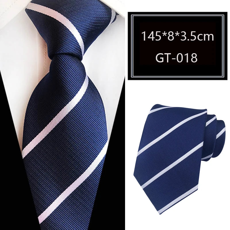 Blue Jacquard Woven Luxury 8CM Necktie Stripes