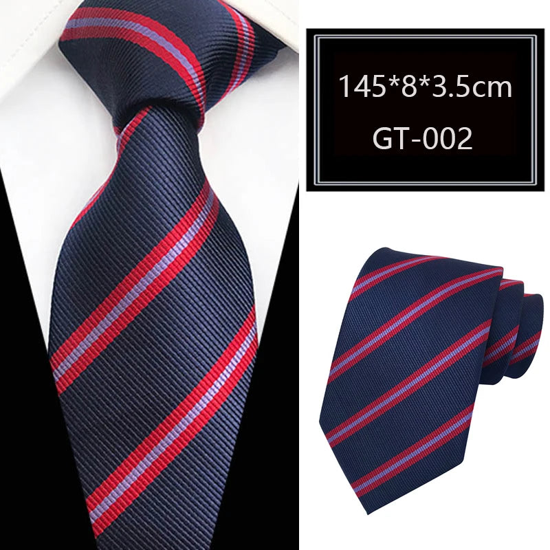 Black Red Jacquard Woven Luxury 8CM Necktie Stripes