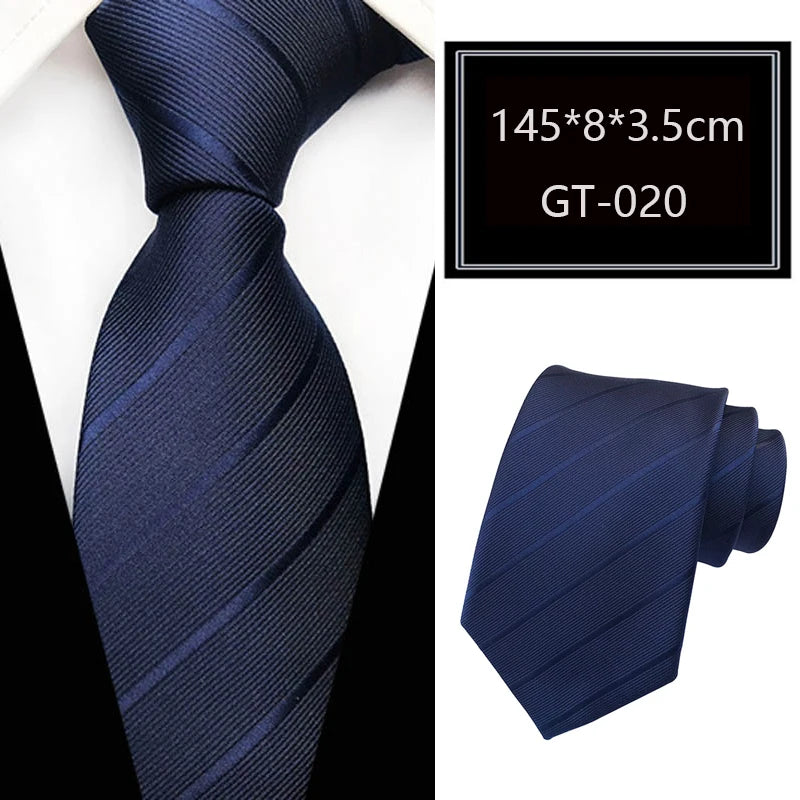 Blue Jacquard Woven Luxury 8CM Necktie Stripes