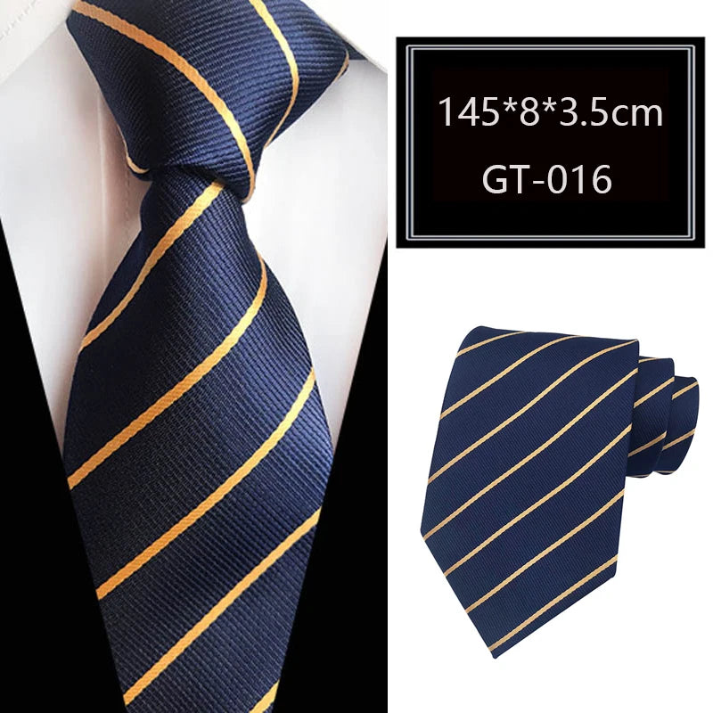 Blue Jacquard Woven Luxury 8CM Necktie Stripes