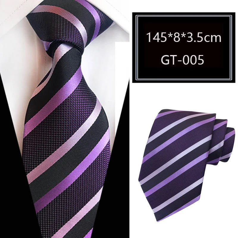 Purple Jacquard Woven Luxury 8CM Necktie Stripes
