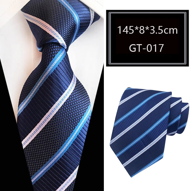 Blue Jacquard Woven Luxury 8CM Necktie Stripes