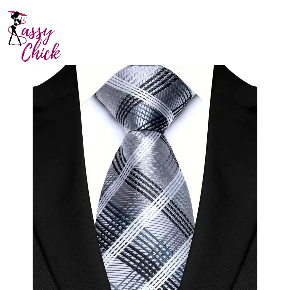 Jacquard Woven Striped 8cm Necktie Sassy Chick Logo