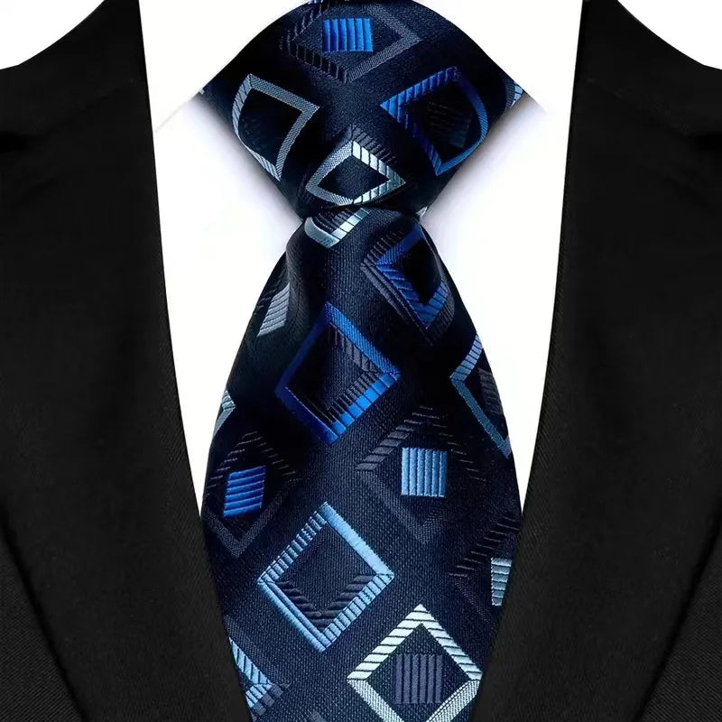 Blue Jacquard Woven Striped 8cm Necktie