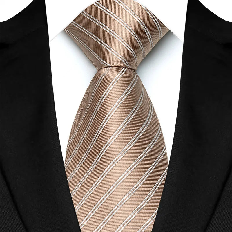 Brown Jacquard Woven Striped 8cm Necktie