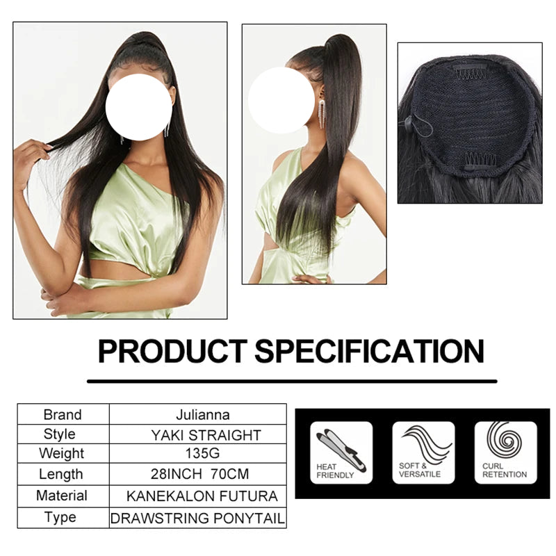 Details of Kanekalon Drawstring Ponytails Synthetic Hair Extensions