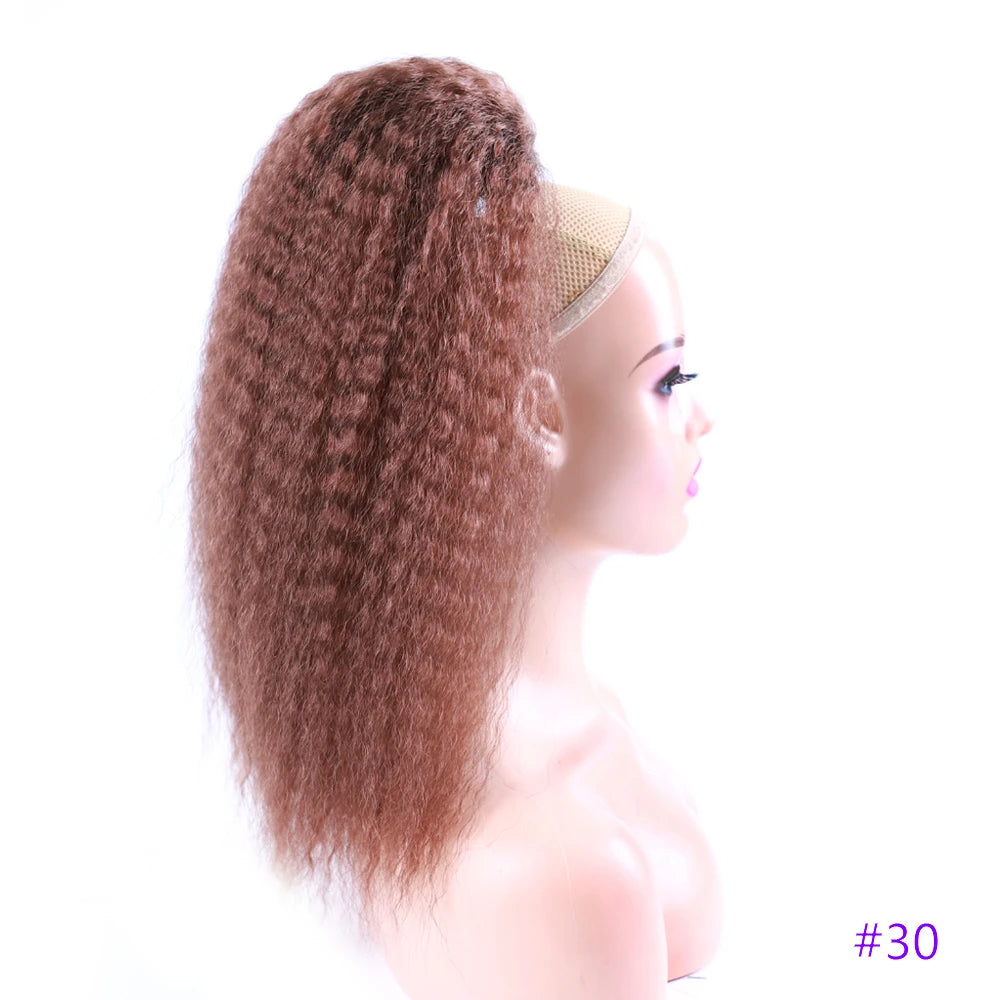 Pink Kinky Curly Ponytail Elastic Synthetic Hair Extension