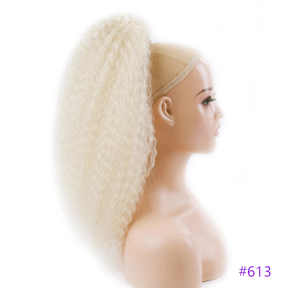 White Kinky Curly Ponytail Elastic Synthetic Hair Extension