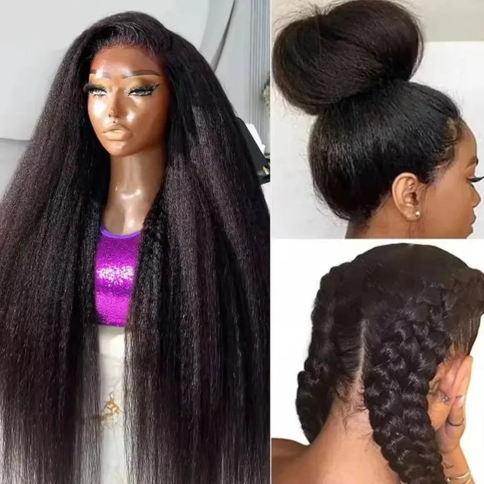 Kinky Straight 360 HD Lace Straight Human Hair Wigs