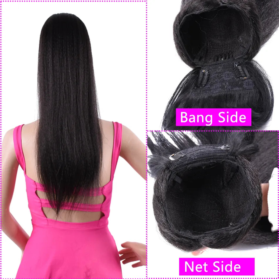 Black Kinky Straight Ponytail Hair Extension