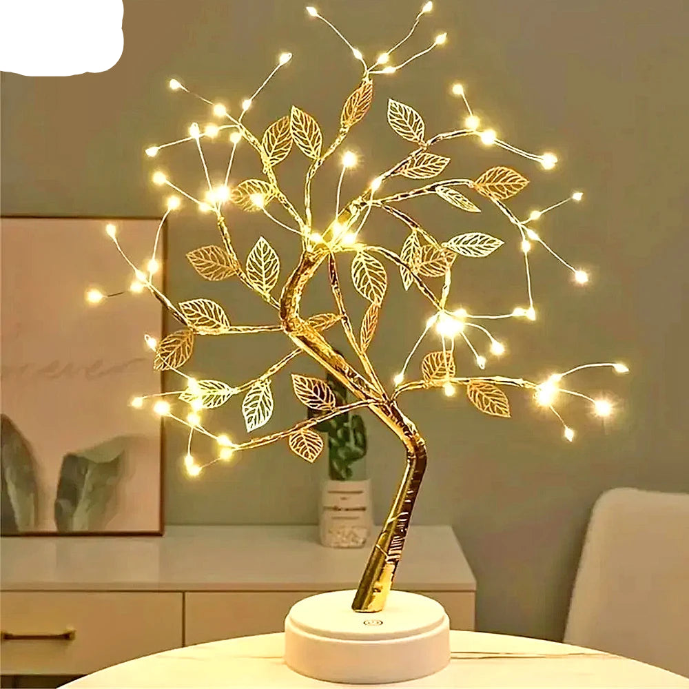 LED rose leaf table lamp with USB, fairy lights for bedroom or event decor