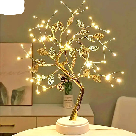 LED rose leaf table lamp with USB, fairy lights for bedroom or event decor
