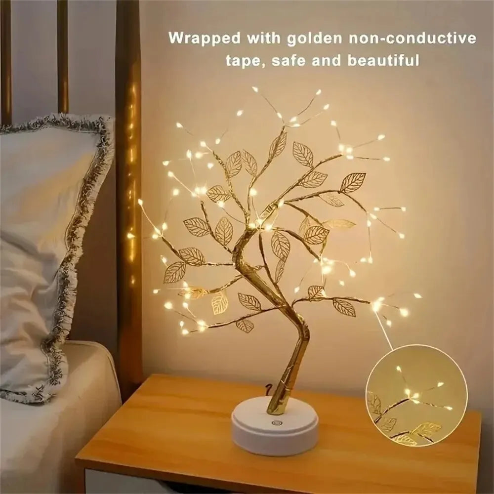 LED rose leaf table lamp with USB, fairy lights for bedroom or event decor