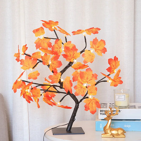 LED rose leaf table lamp with USB, fairy lights for bedroom or event decor