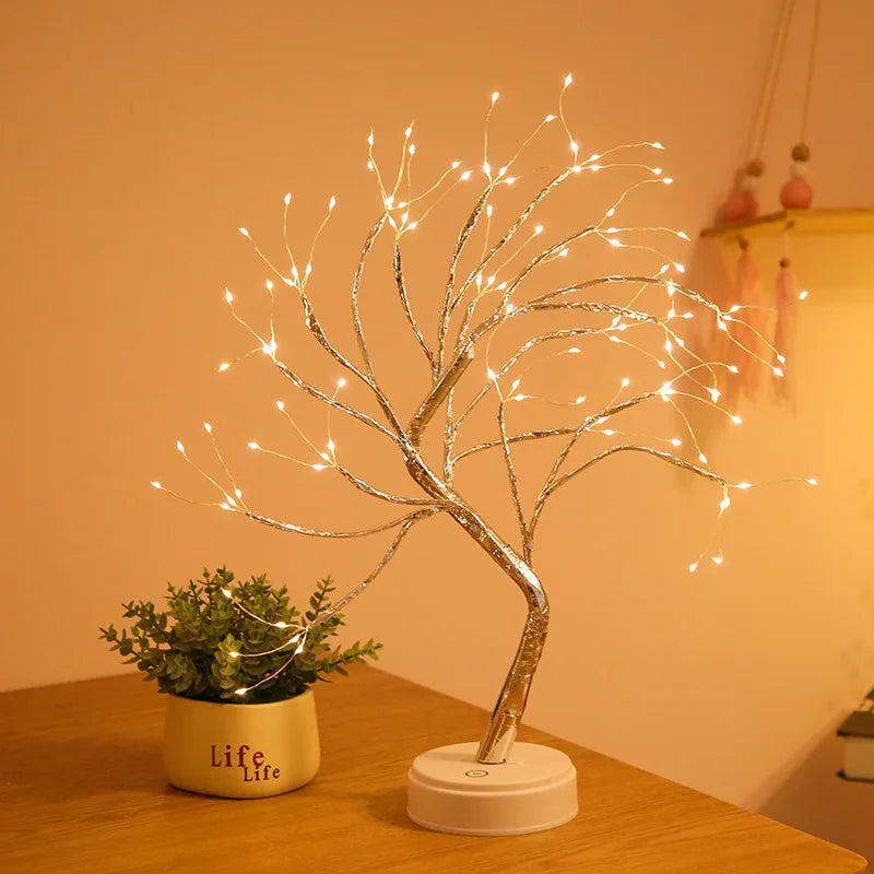 LED rose leaf table lamp with USB, fairy lights for bedroom or event decor