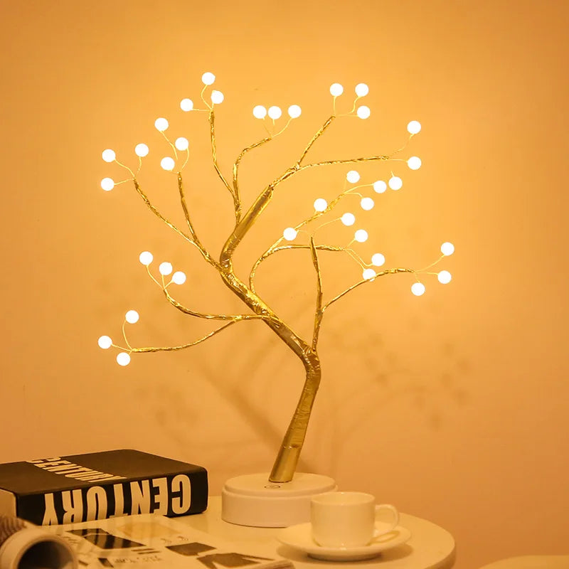 LED rose leaf table lamp with USB, fairy lights for bedroom or event decor