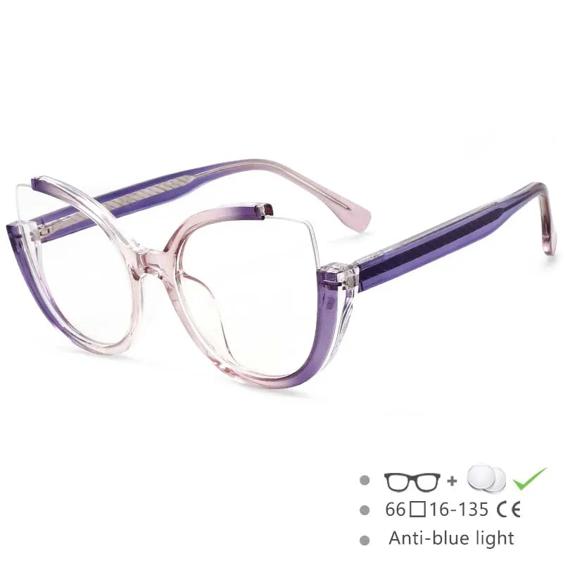 purple frame anti blue light reading glasses