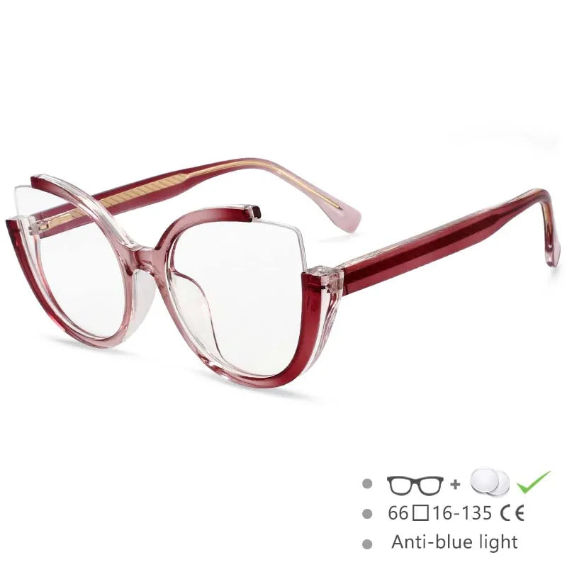 wine red cat eye reading glasses